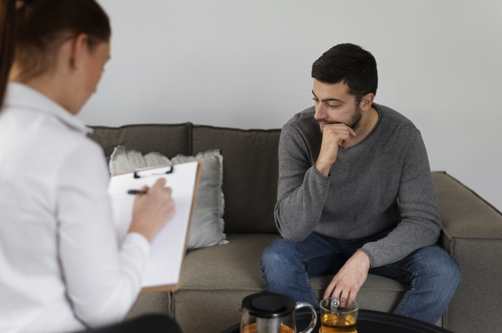 A man undergoing a neuropsychological evaluation.