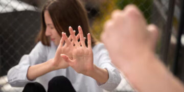 A woman experiencing domestic violence