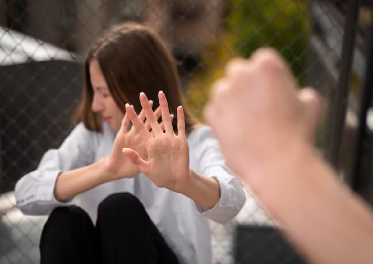 A woman experiencing domestic violence