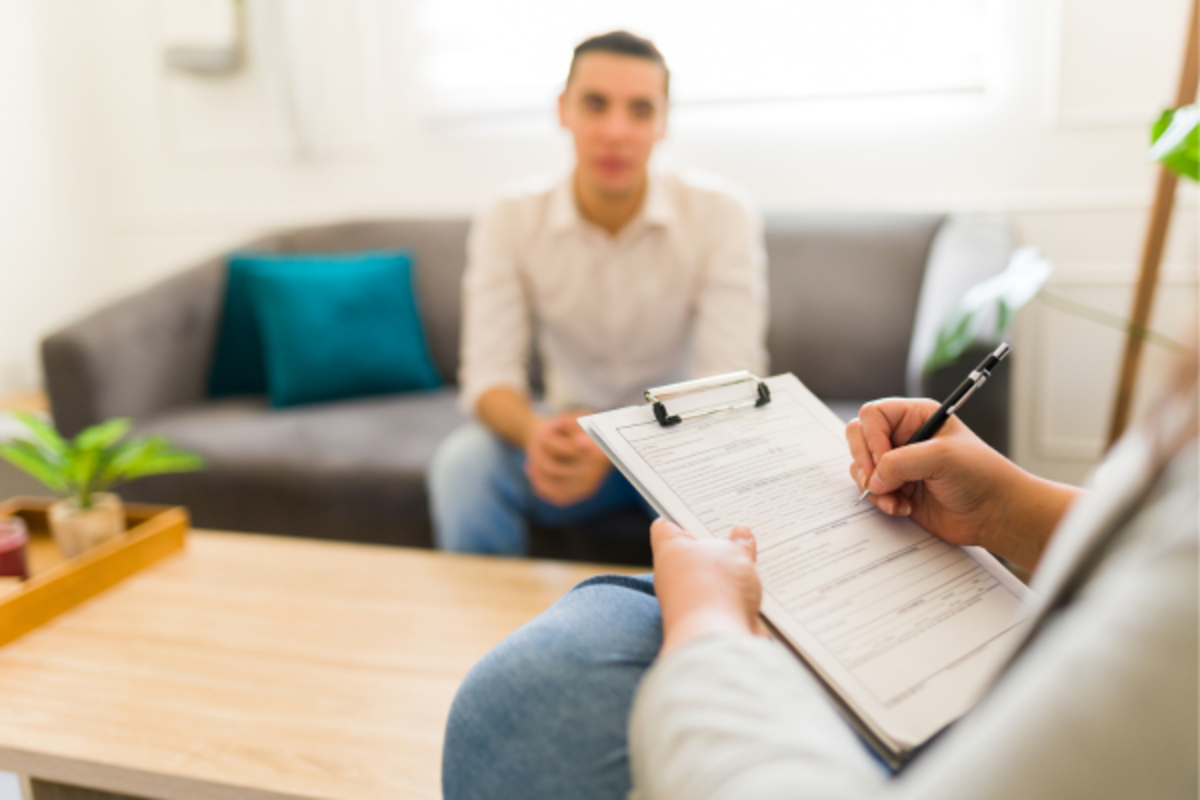 A man undergoing a neuropsychological evaluation