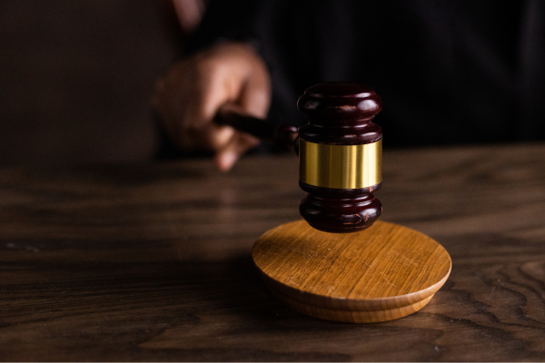 A person using a gavel