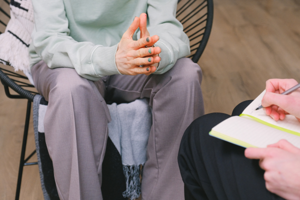 A therapy  session between the patient and psychologist.