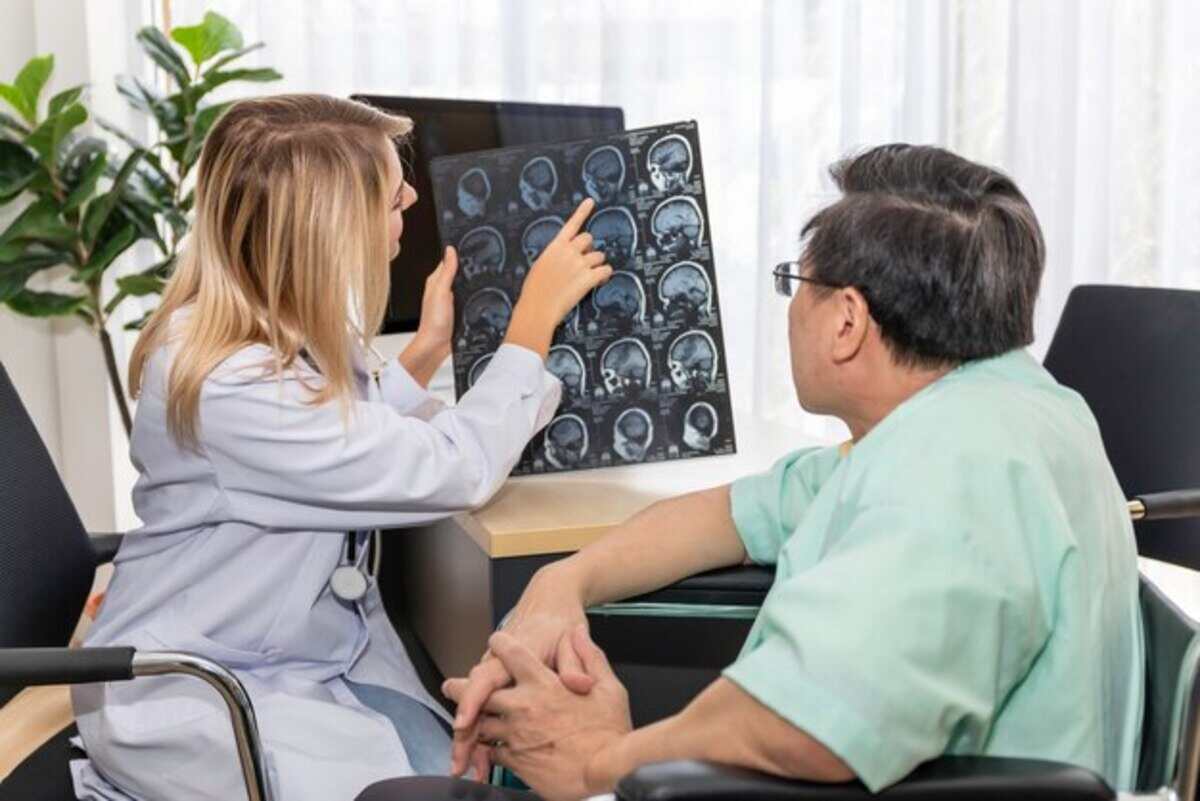 A medical professional discussing the MRI results with the patient