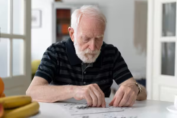 An elderly man with schizophrenia